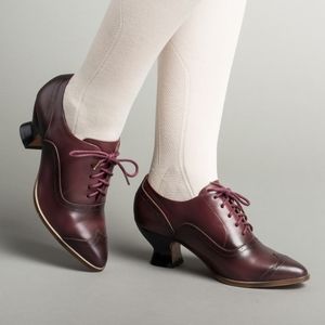 American Duchess Londoner Edwardian Oxford Pumps Cherry Leather 9